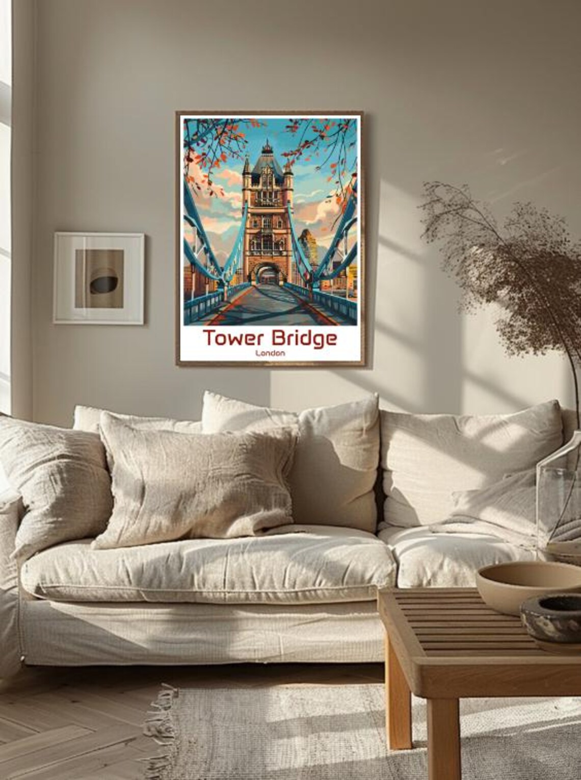 Tower Bridge Autumn Walkway Blue Steel Towers River London Poster - Image 3