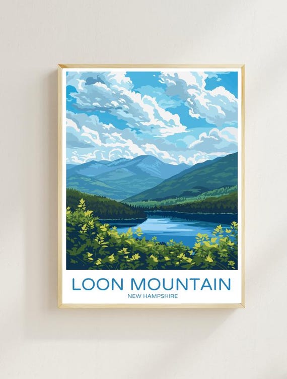 Loon Mountain Travel Poster Stunning New Hampshire Ski Resort Wall Art Breathtaking Mountain Landscape Print Outdoor Adventure Gift
