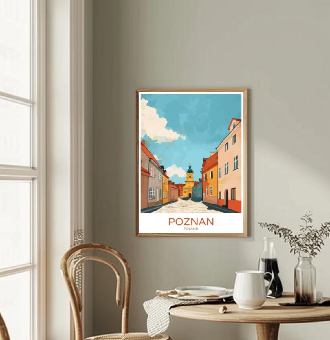 Poznan Poland Old Town Cobblestone Street Historic Travel Poster - Image 2