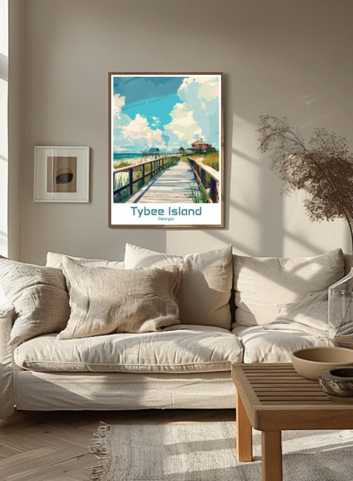 Tybee Island Georgia Vintage Travel Boardwalk Pier Scene Poster - Image 3