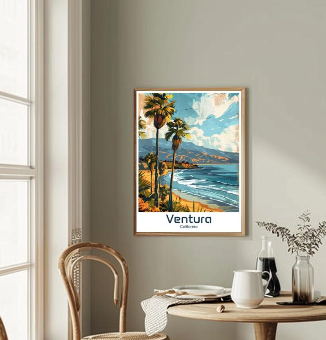 Ventura California Beach Palms Waves Coastal Sunset Travel Poster - Image 2