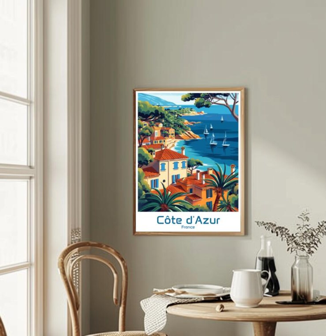 French Riviera Cote dAzur Coastline Villas Vintage Travel Poster - Image 2