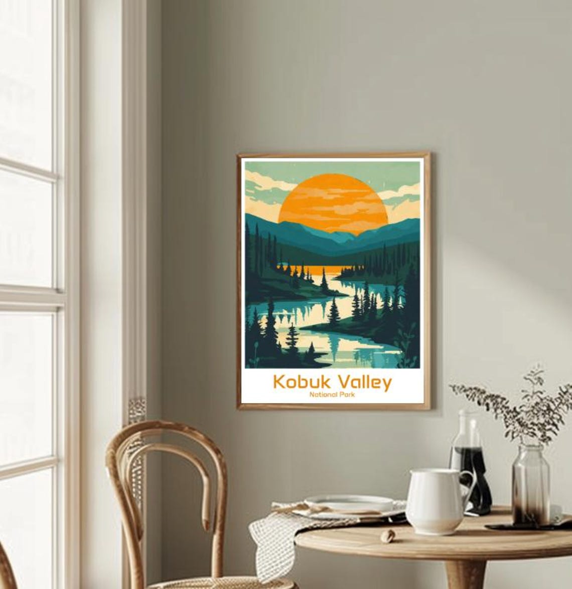 Kobuk Valley National Park Sunset River Forest Illustration Poster - Image 2