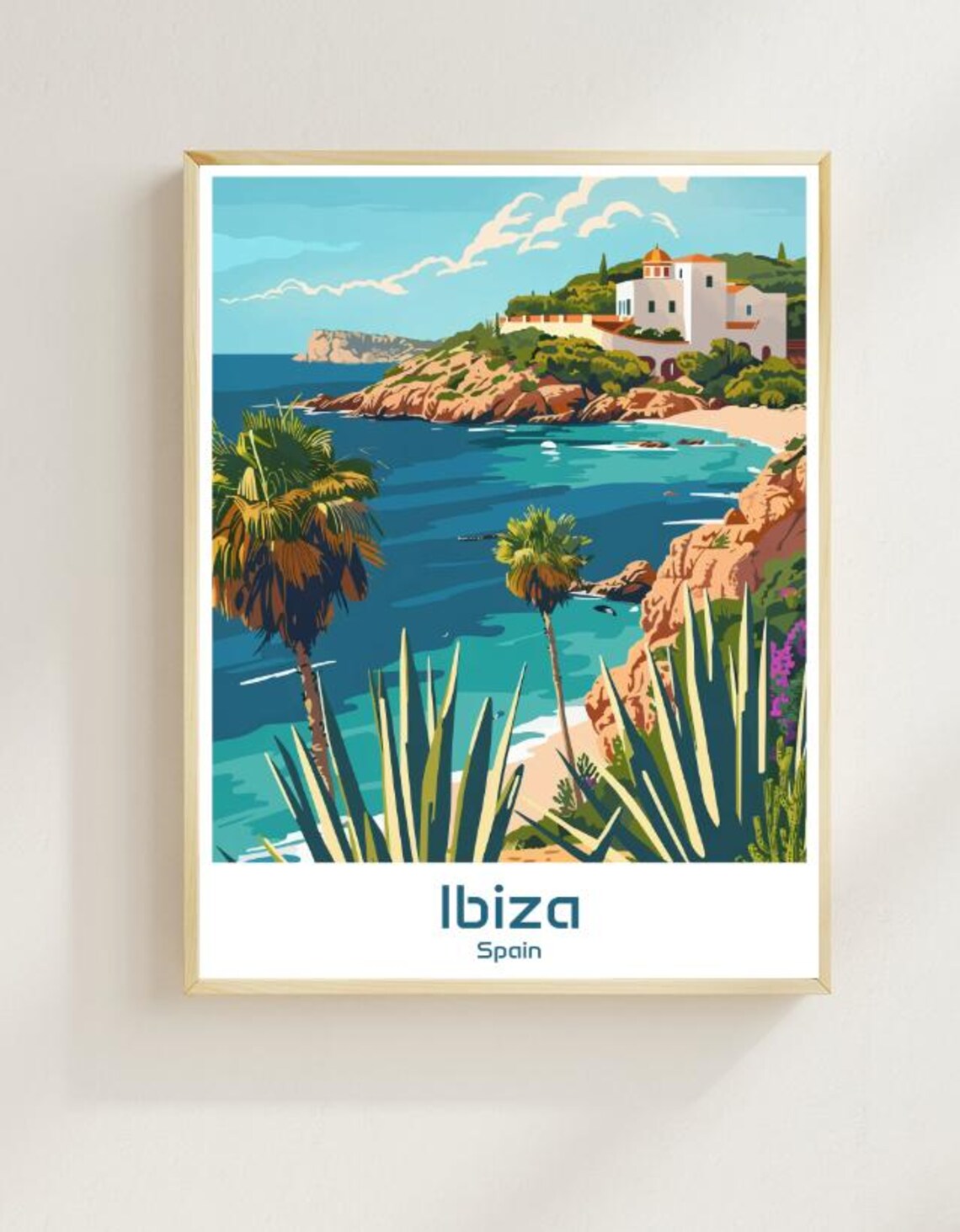 Ibiza Spain Travel Poster, Mediterranean Island Art Print