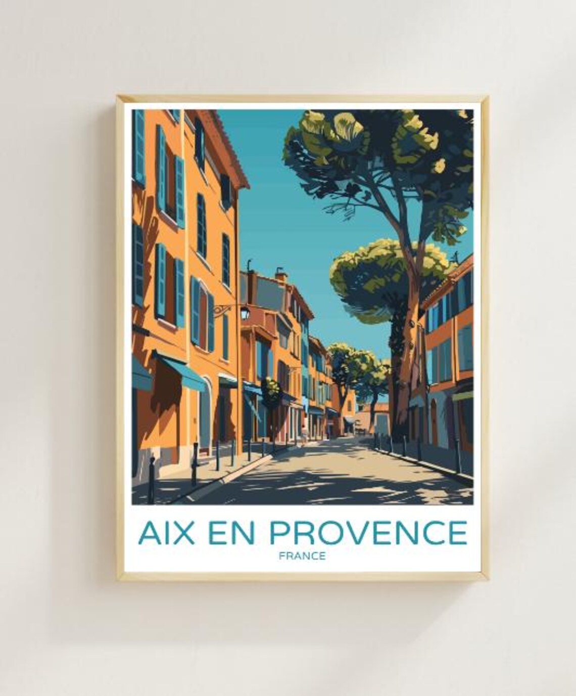 Aix En Provence France Ochre Street Cours Mirabeau Travel Poster