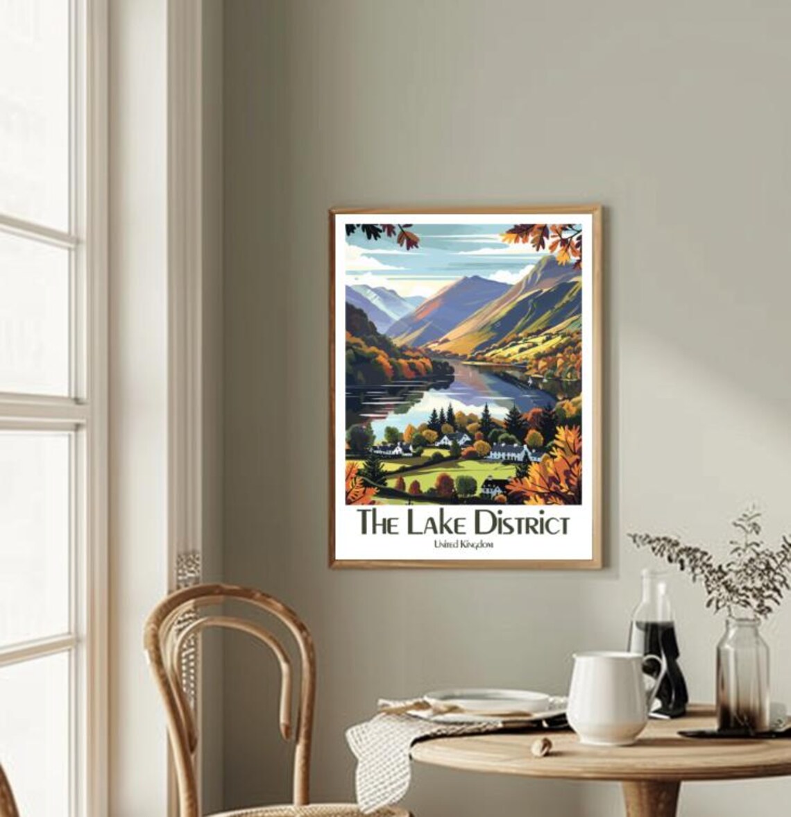 The Lake District Autumn Lake Vintage Travel Poster United Kingdom - Image 2