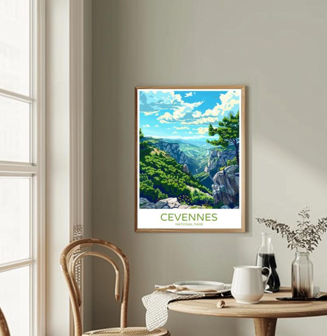 Cevennes National Park Green Canyon Cliffs Pine Forest Travel Poster - Image 2
