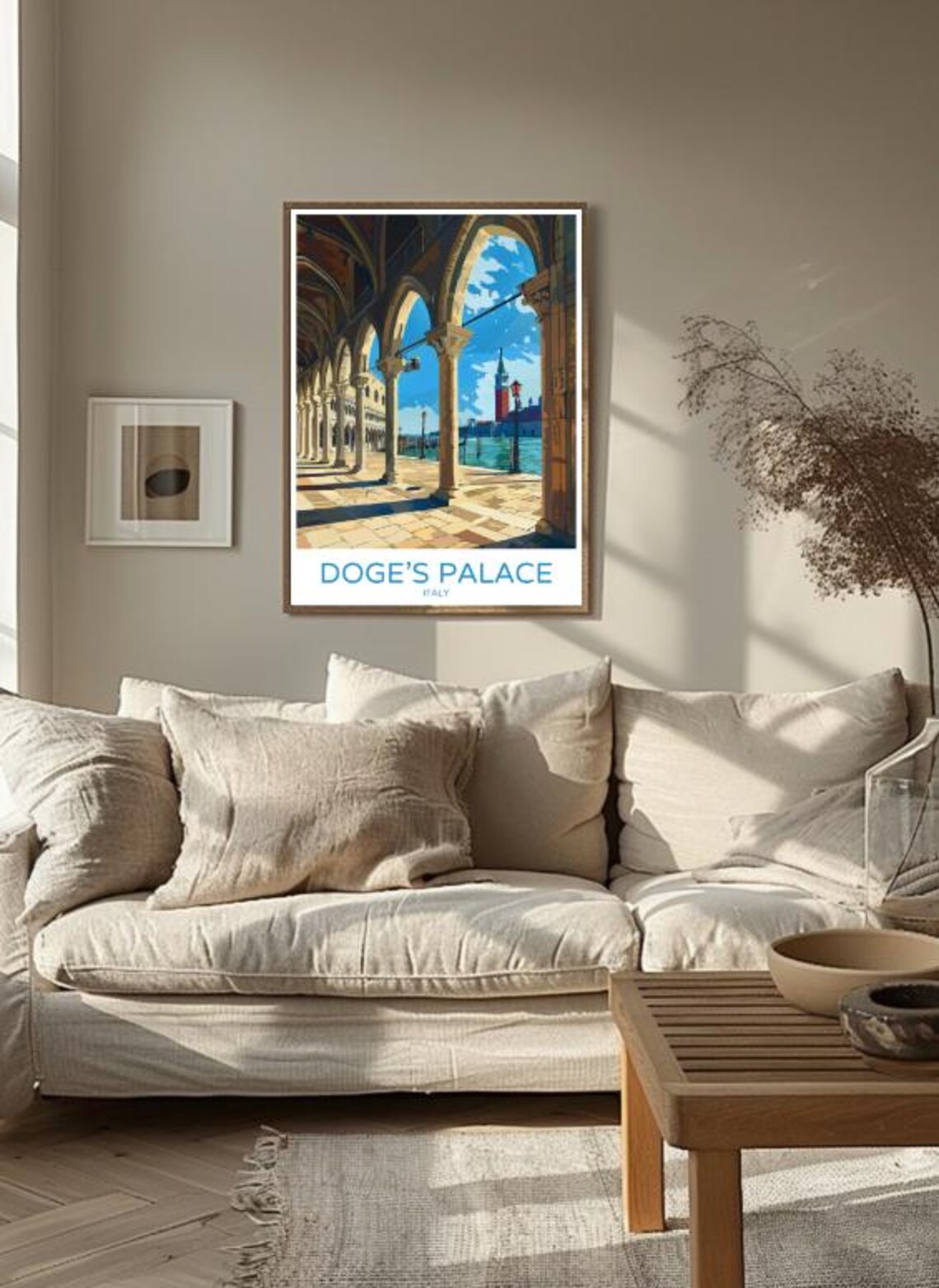 Doge's Palace Venice Italy Travel Poster Waterfront Arcade View Art - Image 3