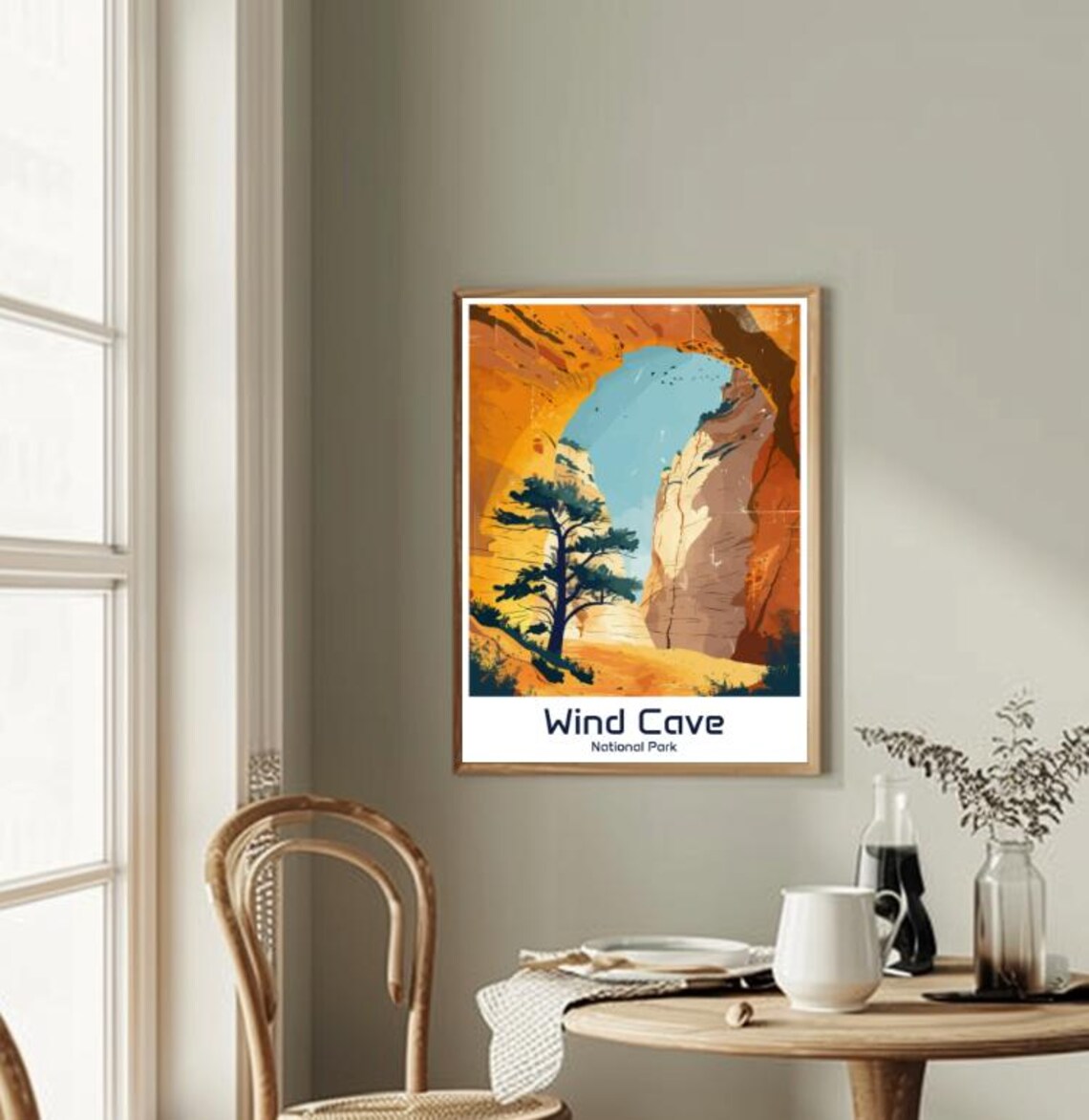 Wind Cave National Park Vintage Poster Red Rock Arch Desert Pine Landscape - Image 2