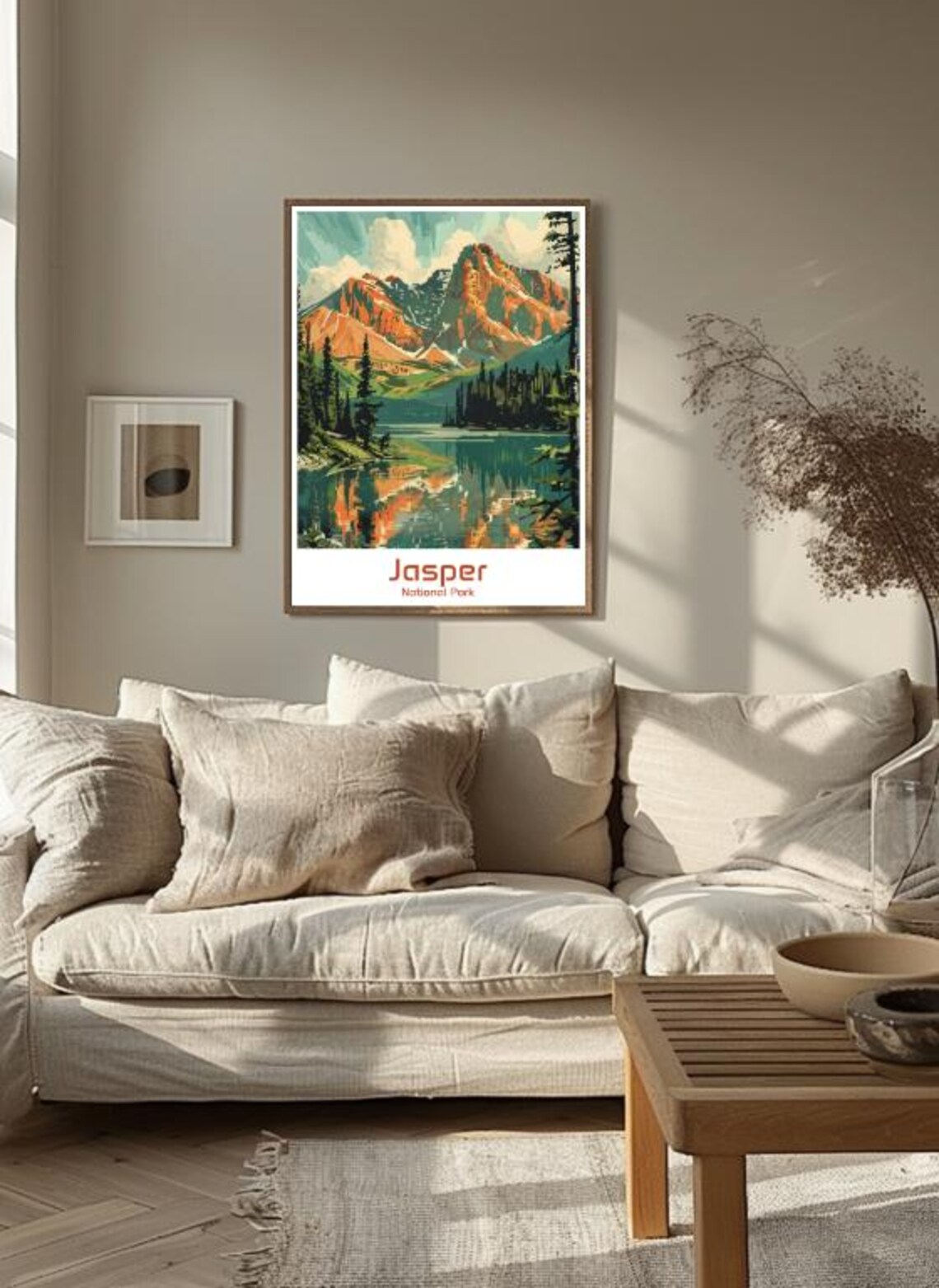 Jasper National Park Rocky Peaks Mirror Lake Vintage Travel Poster - Image 3