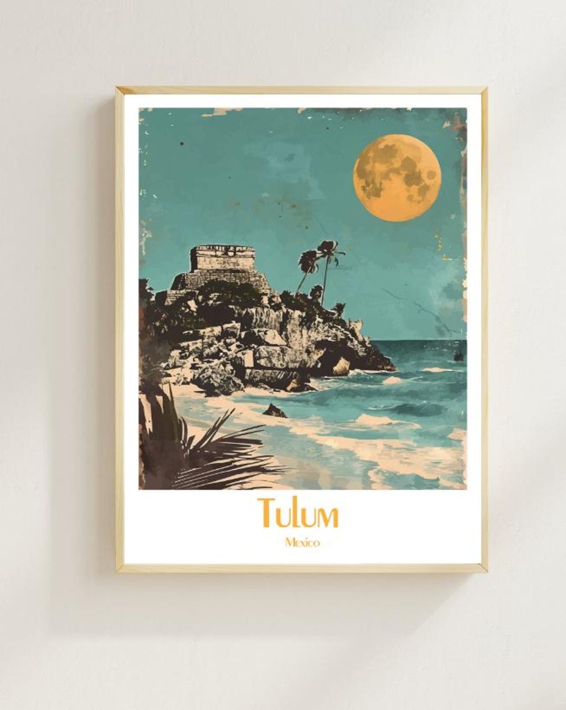 Tulum Mayan Ruins on Rocky Cliffs Above the Caribbean Sea Poster