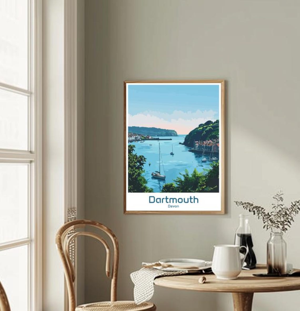 Dartmouth Devon Harbor Sailboats Coastal Historic Travel Poster - Image 2