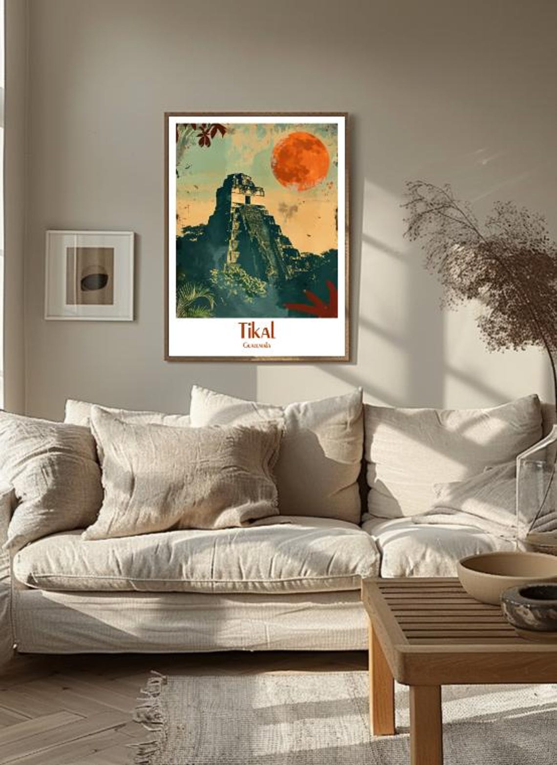 Tikal Guatemala Ancient Mayan Pyramid Temple Sunset Art Poster - Image 3