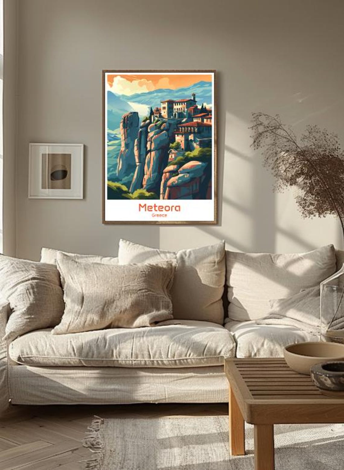 Meteora Greece Monastery Cliffs Sunset Illustration Travel Poster - Image 3