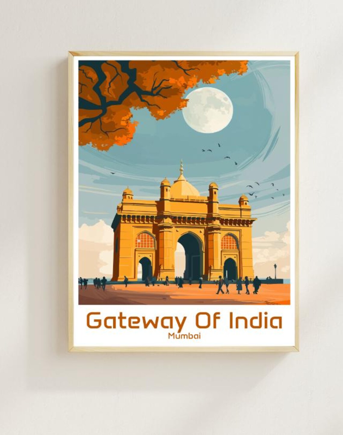 Gateway Of India Mumbai Historic Stone Arch Moonlit Night Travel Poster