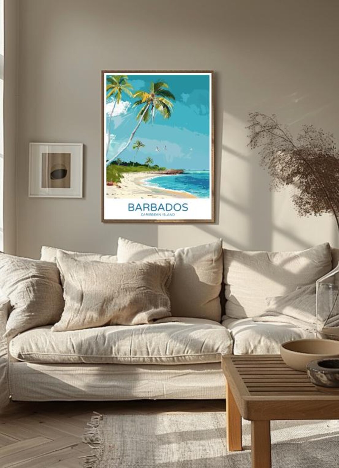 Barbados Caribbean Island Palm Beach Sunset Vintage Travel Poster - Image 3