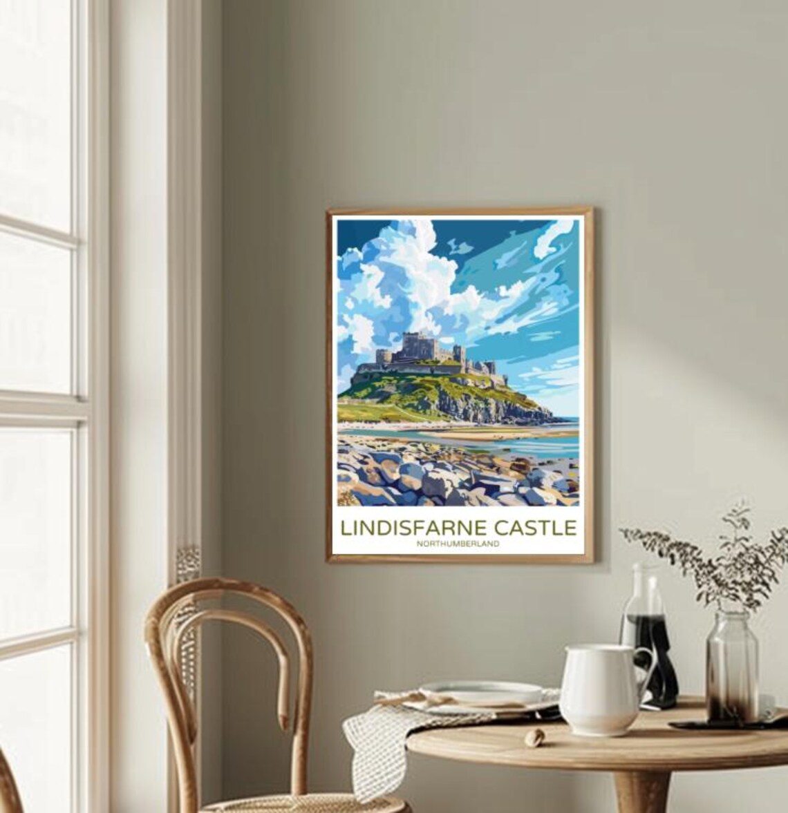 Lindisfarne Castle Travel Poster Majestic Coastal Fortress Wall Art Stunning Northumberland Landscape Print England Travel Gift - Image 2