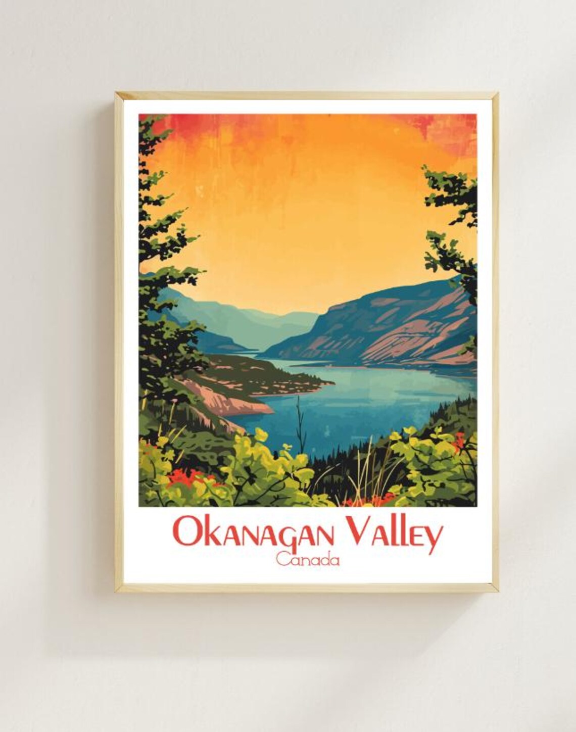 Okanagan Valley Lake View at Golden Hour in British Columbia Poster