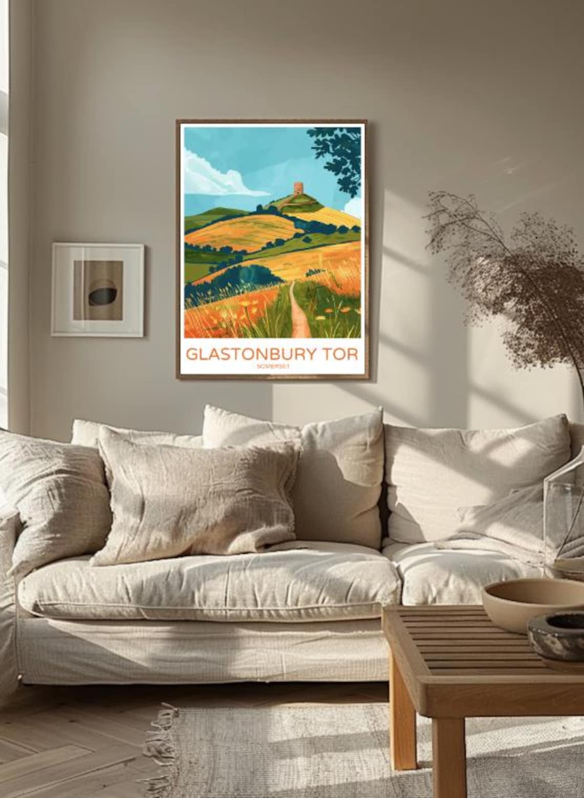 Glastonbury Tor Somerset Hills Vintage Countryside Poster Art - Image 3