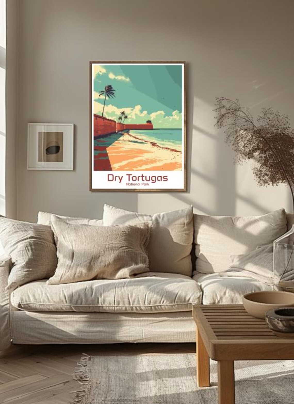 Dry Tortugas National Park Fort Beach Palms Illustration Poster - Image 3