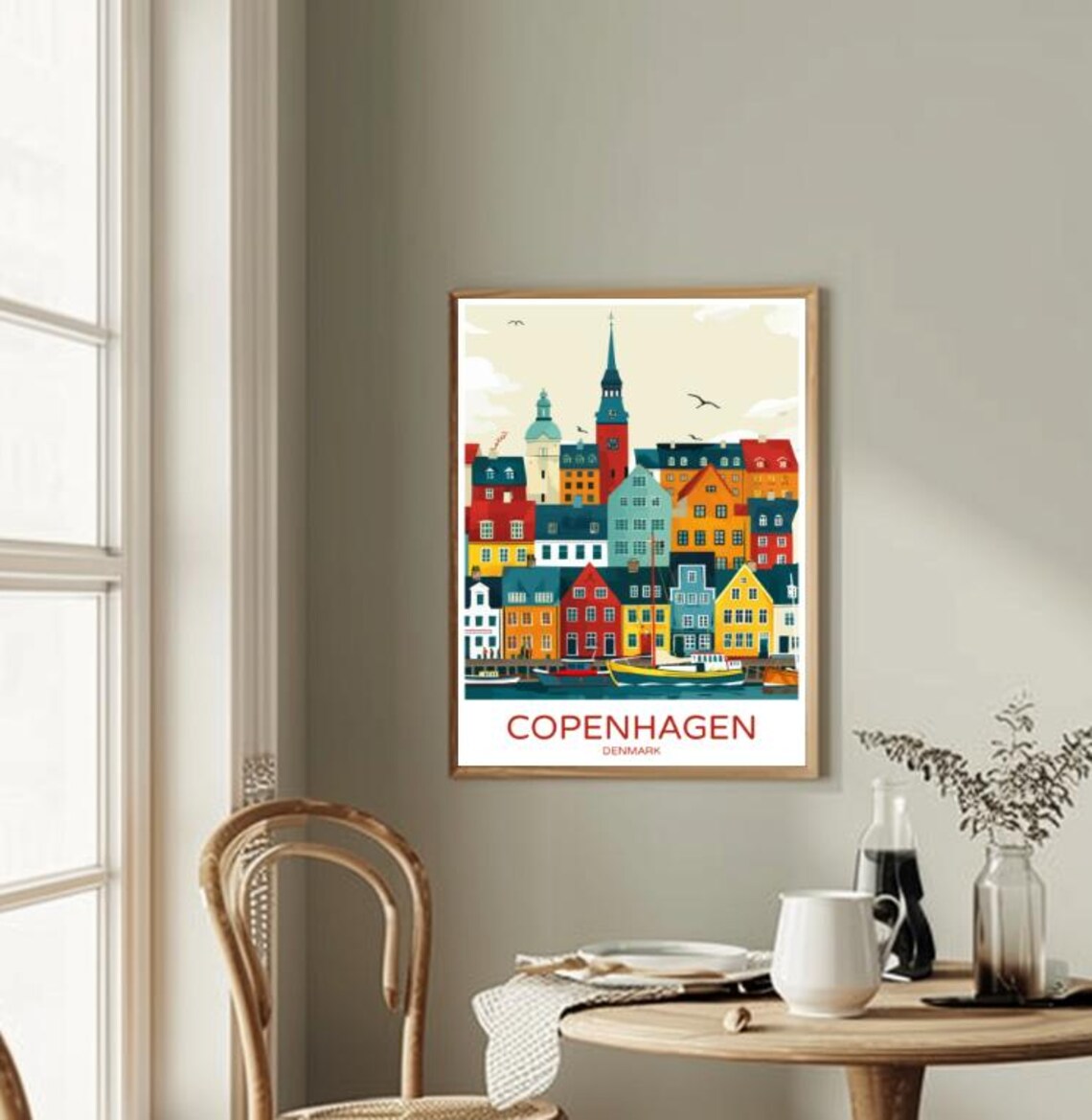 Copenhagen Denmark Nyhavn Colorful Harbor Houses Boats Travel Poster - Image 2