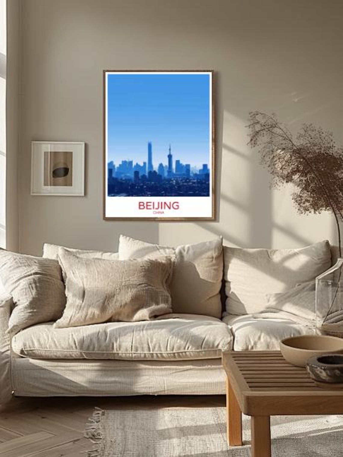 Beijing China Skyline Travel Poster With Blue Tinted Modern Towers - Image 2