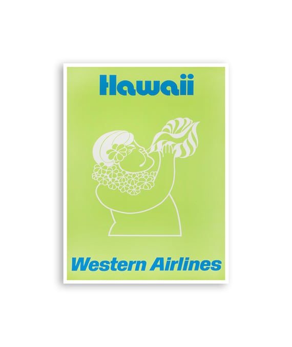 Hawaii Travel Poster Hawaiian Gift Western Airlines Art Print Xr4124a