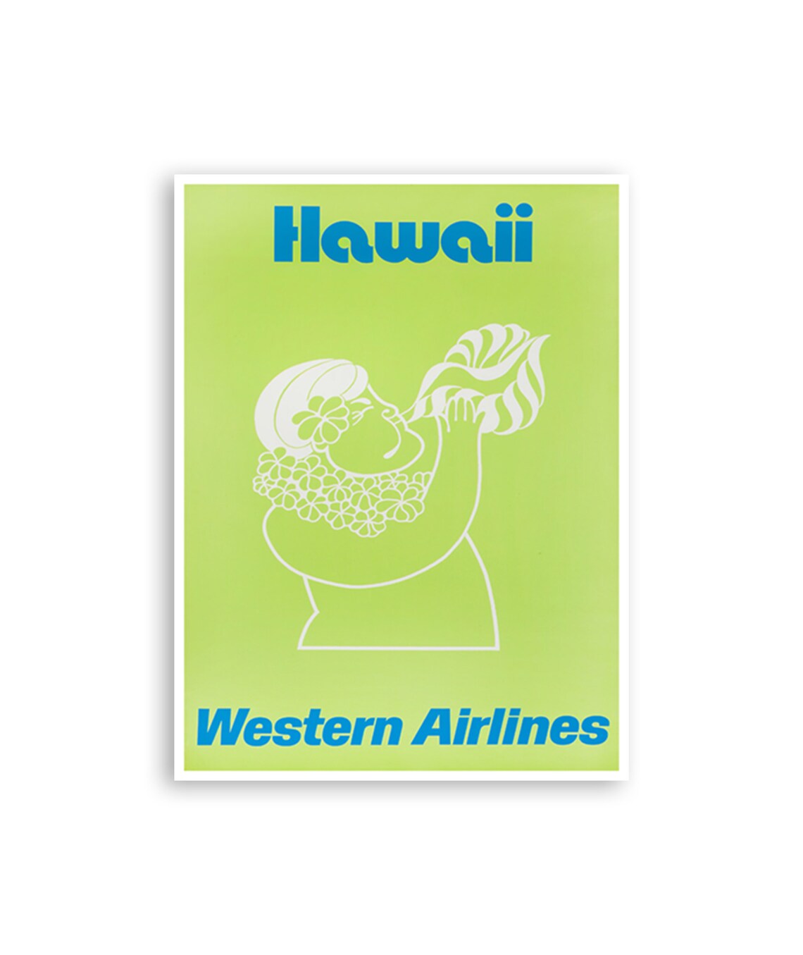 Hawaii Western Airlines Hula Dancer Line Art Vintage Travel Poster