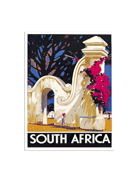 South Africa Art Travel Poster Vintage Africa Painting Print Xr4879