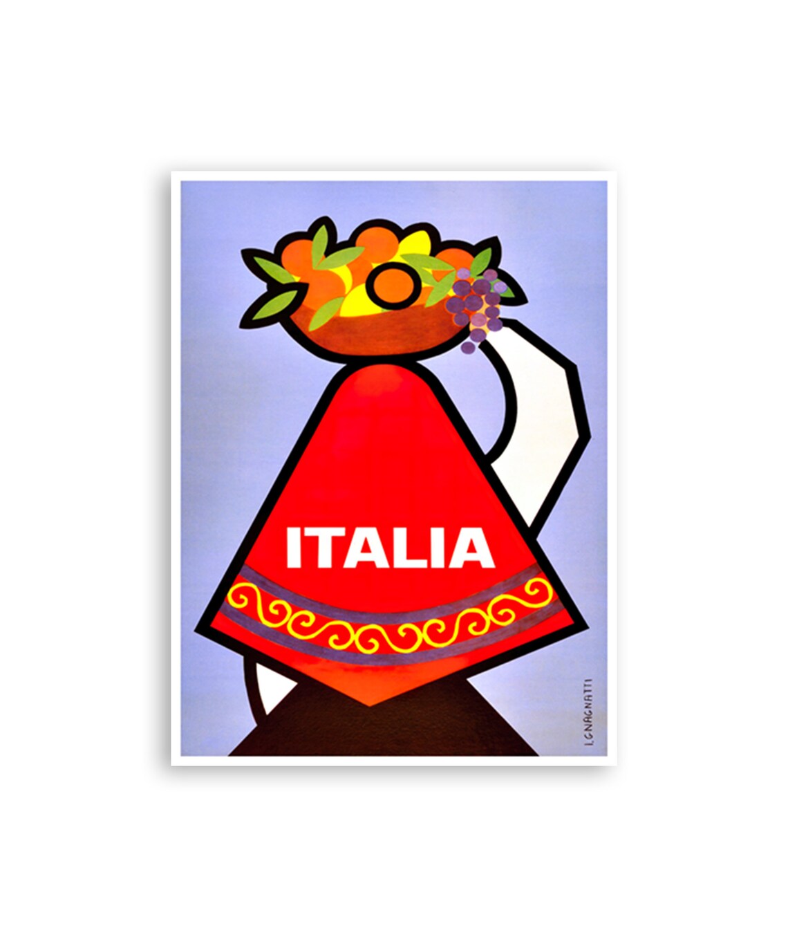 Italia Fruit Carrier Vintage Travel Poster Longinotti Italian Art