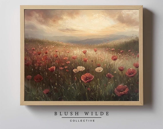 Moody Poppies Vintage Floral Art Print