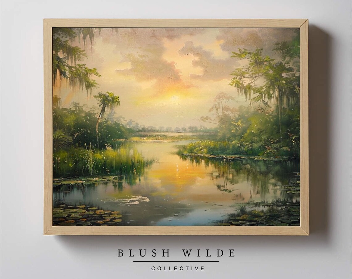 Vintage Florida Swamp Moody Landscape Art Print