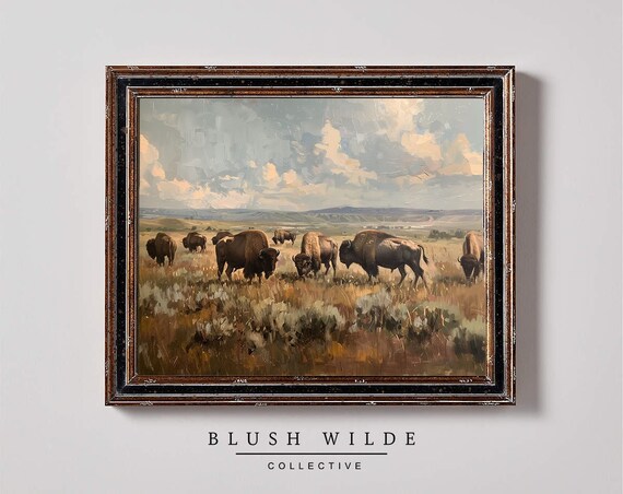 Vintage Buffalo Oil-Painting-Style Art Print