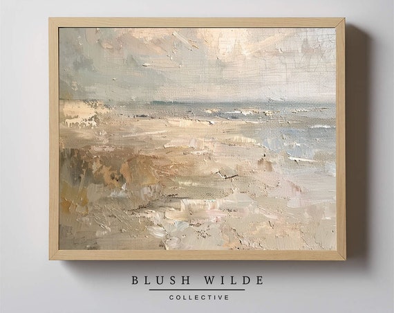 Abstract Beach Oil Painting Vintage Neutral Print