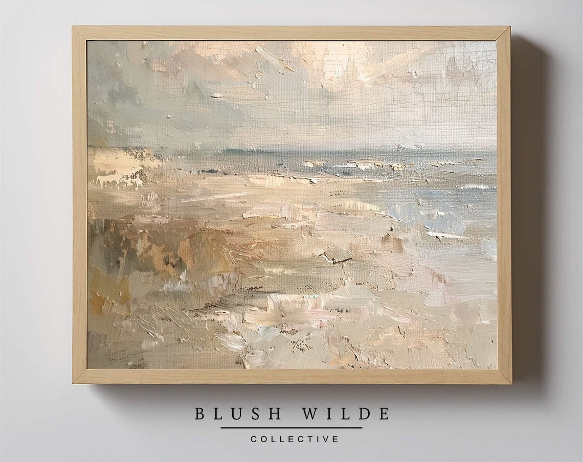 Abstract Beach Oil Painting Vintage Neutral Print