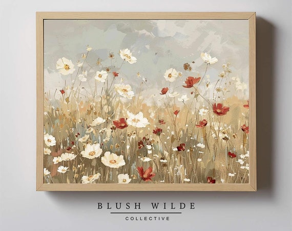 Floral Nursery Oil Painting Vintage Moody Flower Print