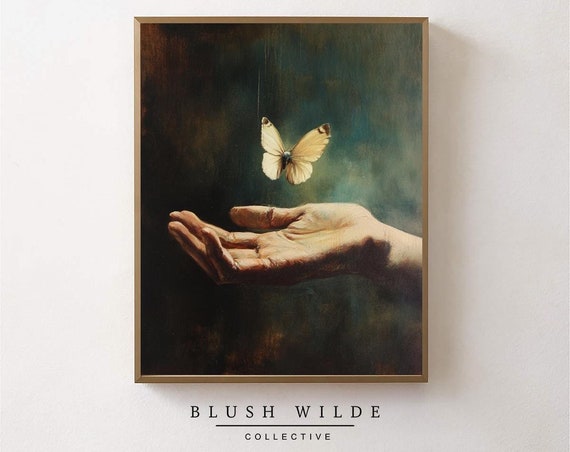 Moody Moth Vintage Oil Painting Print