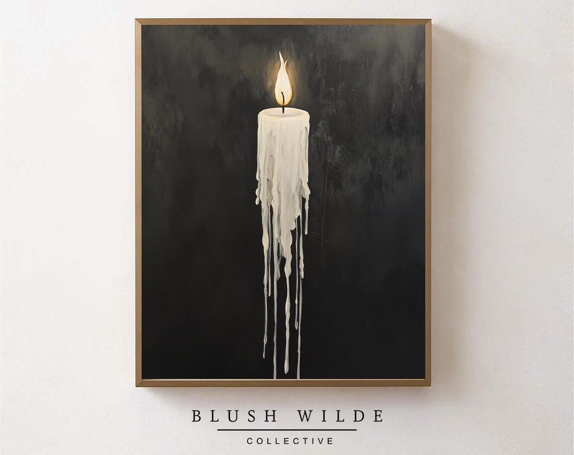 Moody Candle Oil Painting Halloween Art