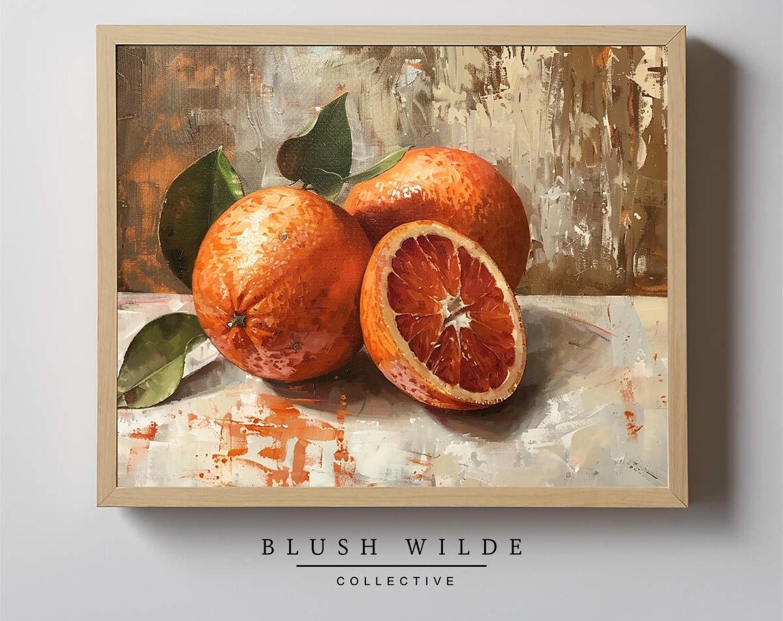 Blood Orange Still Life Oil Painting Citrus Kitchen Art Poster