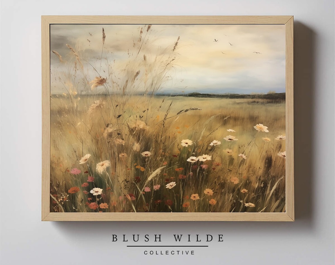 Vintage Flowery Field Whimsical Meadow Art Print