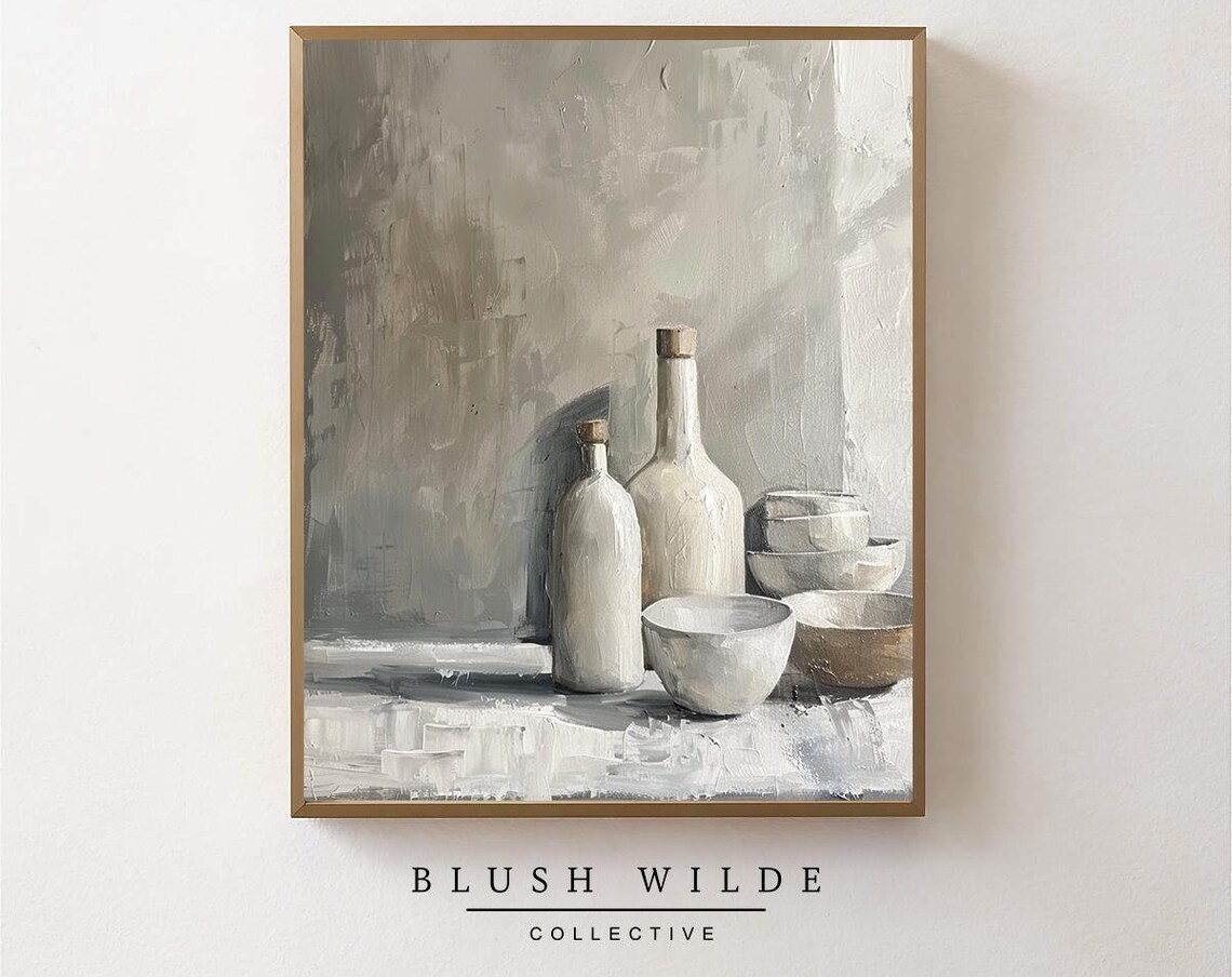 Vintage Bottles Still Life Oil Painting Art Print