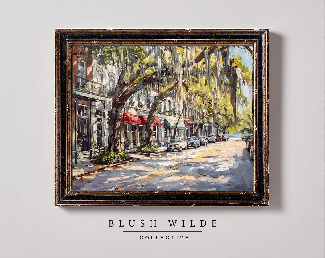 Winter Park Florida Historic Street Oil Painting With Live Oaks Poster