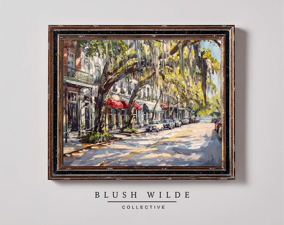 Winter Park Florida Historic Street Oil Painting With Live Oaks Poster
