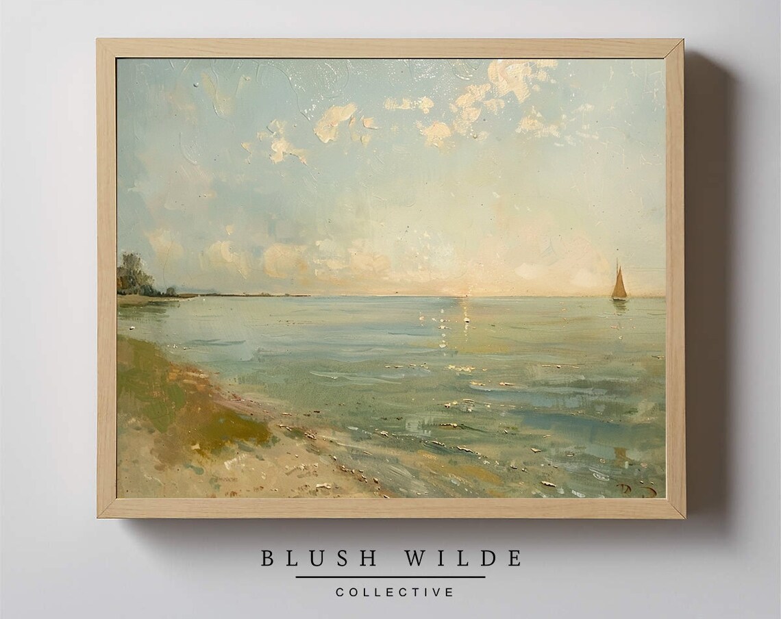 Vintage Sailboat Nautical Seascape Art Print