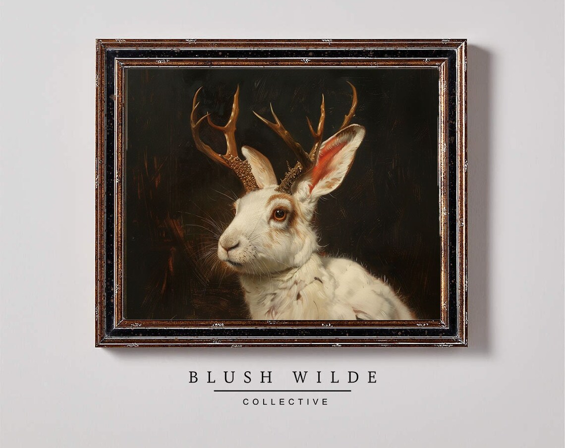 Jackalope Vintage Oil Painting Art Print