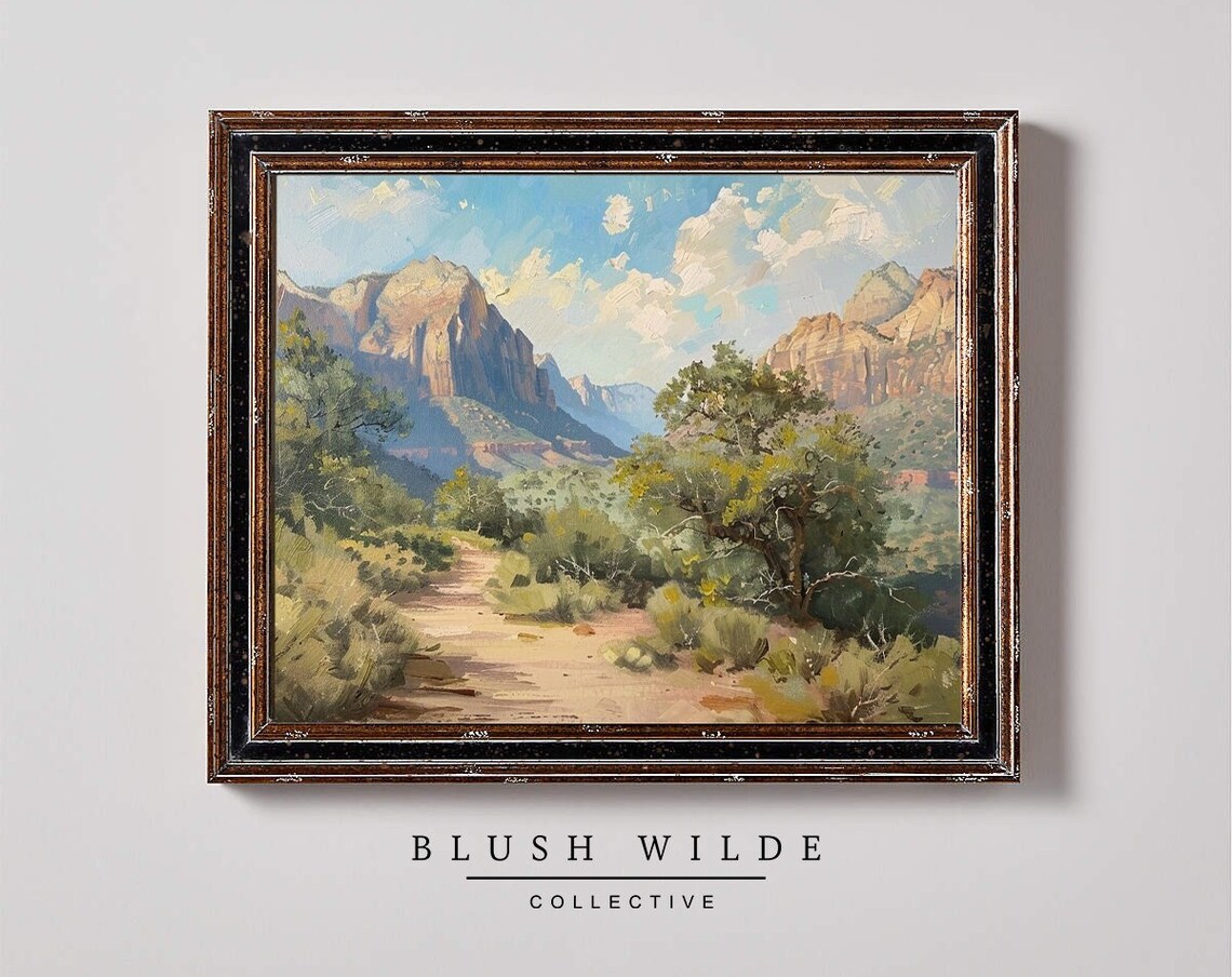 Vintage Zion National Park Landscape Art Print