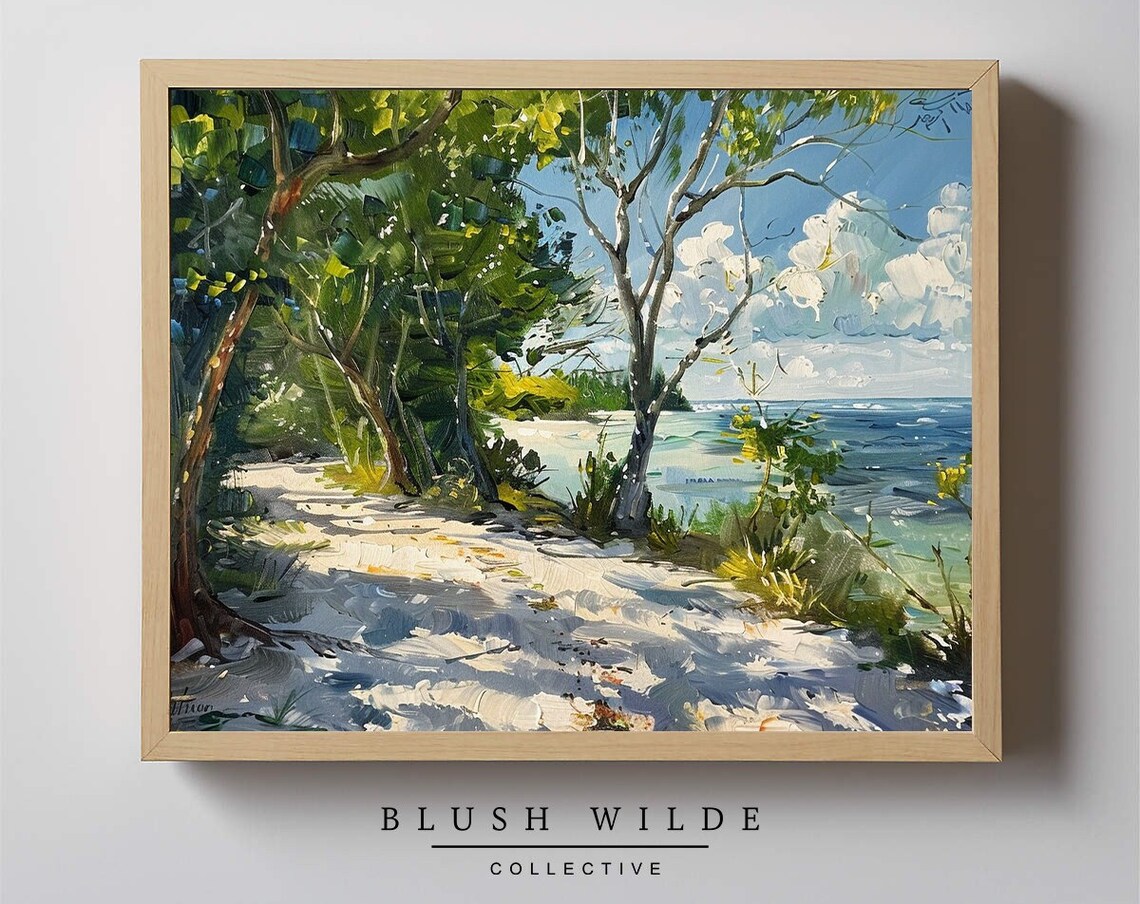 Vintage Florida Beach Painting, Travel Poster