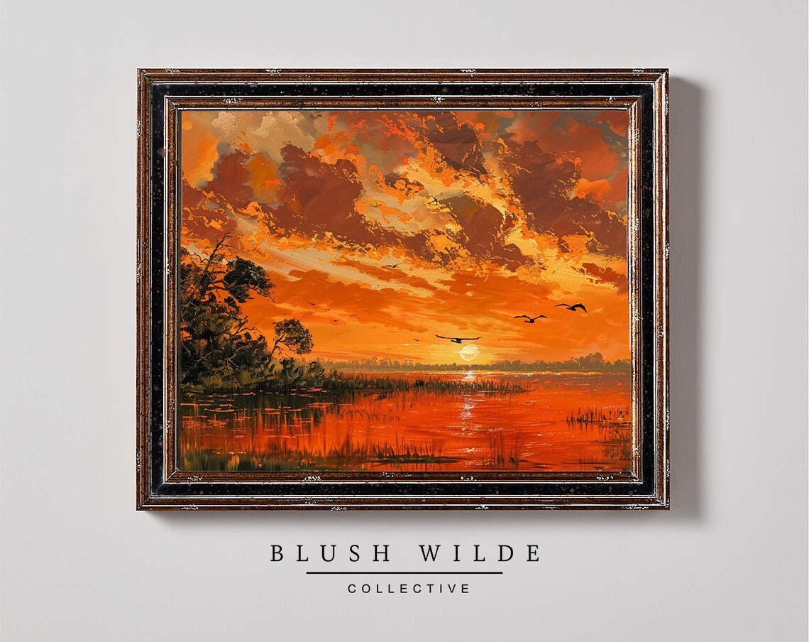 Vintage Florida Sunset Landscape Art Print