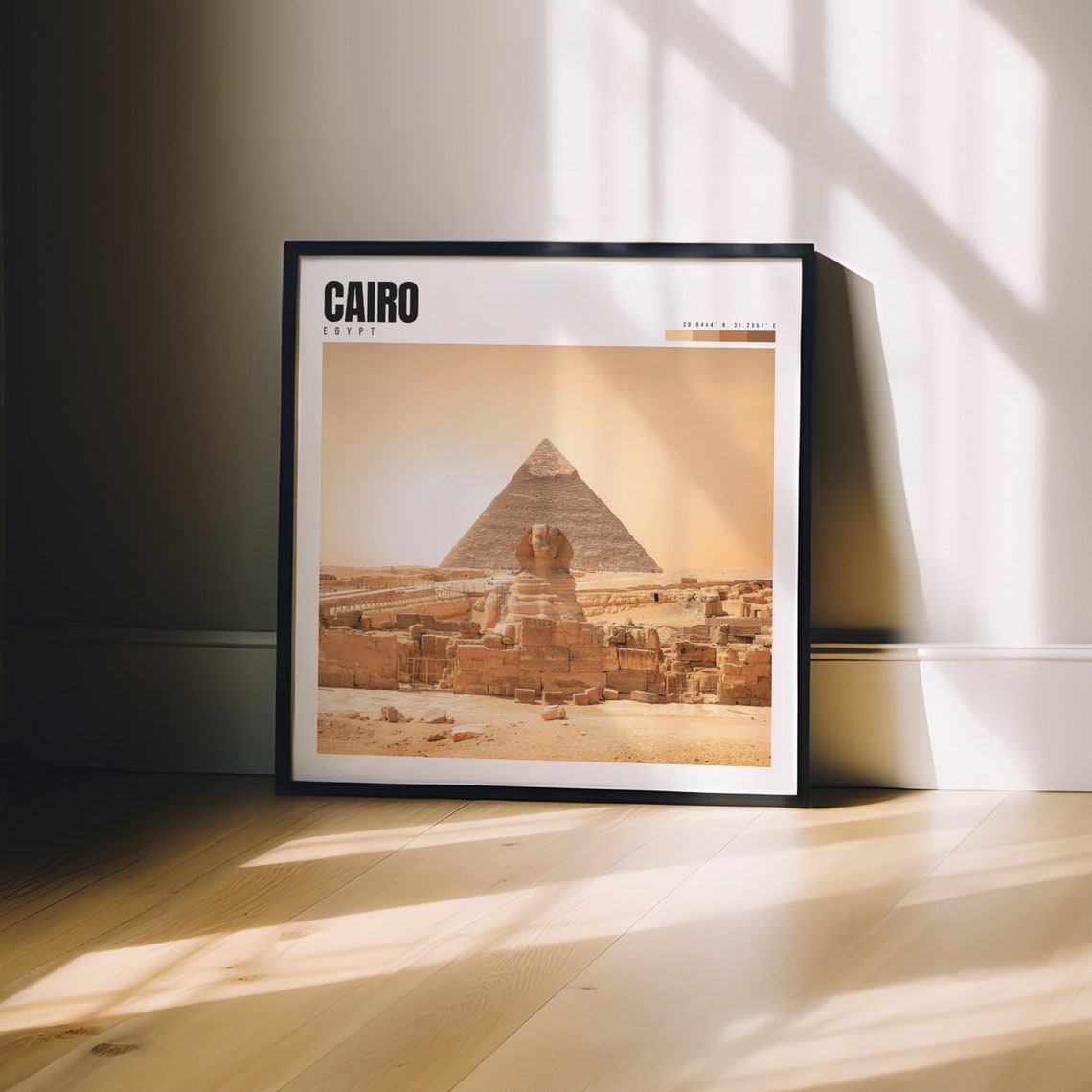 Cairo Egypt Great Sphinx Pyramid Giza Golden Desert View Poster - Image 3