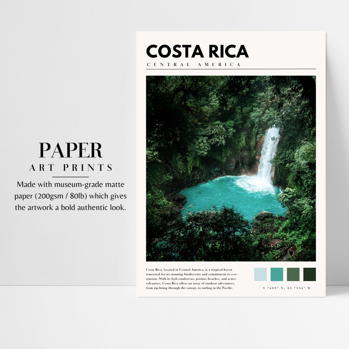 Costa Rica Central America Rainforest Waterfall Turquoise Pool Poster - Image 3
